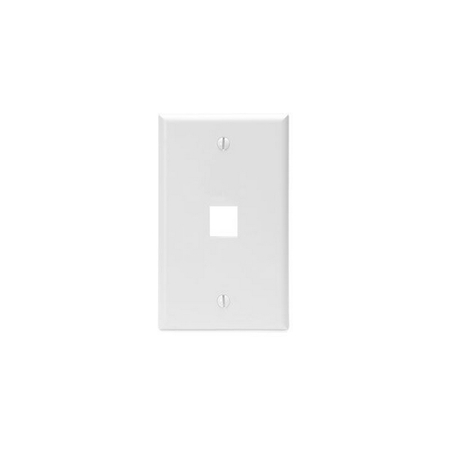 LEVITON 1-Port Wallplate Unloaded, 1-Gang Use W/Snap-In Modules, Quickport Wh 41080-1WP